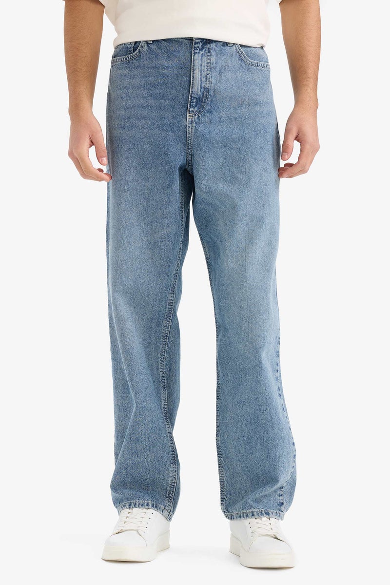 DeFacto Blue Man Baggy Fit Trousers Casual - Image 3